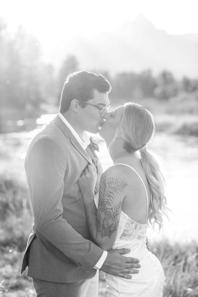 bride and groom elope in grand teton national park in jackson wyoming
