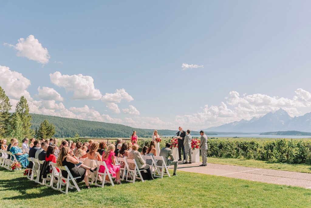 Grand Teton National Park wedding photographer Jackson Hole luxury mountain wedding reception Jackson Hole destination wedding photographer sunset wedding portraits in the Tetons intimate Jackson Lake Lodge wedding celebration