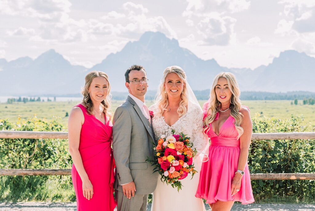 Jackson Hole luxury mountain wedding reception Jackson Hole destination wedding photographer sunset wedding portraits in the Tetons intimate Jackson Lake Lodge wedding celebration summer wedding in grand teton national park
