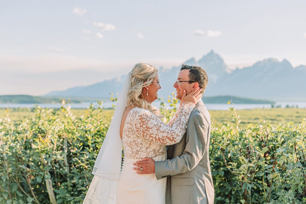 Jackson Lake Lodge wedding with Mount Moran view July wedding at Jackson Lake Lodge Wyoming Wyoming destination wedding in the Tetons outdoor wedding ceremony in Grand Teton National Park