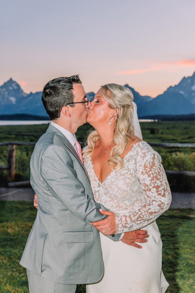 Jackson Lake Lodge wedding with Mount Moran view July wedding at Jackson Lake Lodge Wyoming Wyoming destination wedding in the Tetons outdoor wedding ceremony in Grand Teton National Park