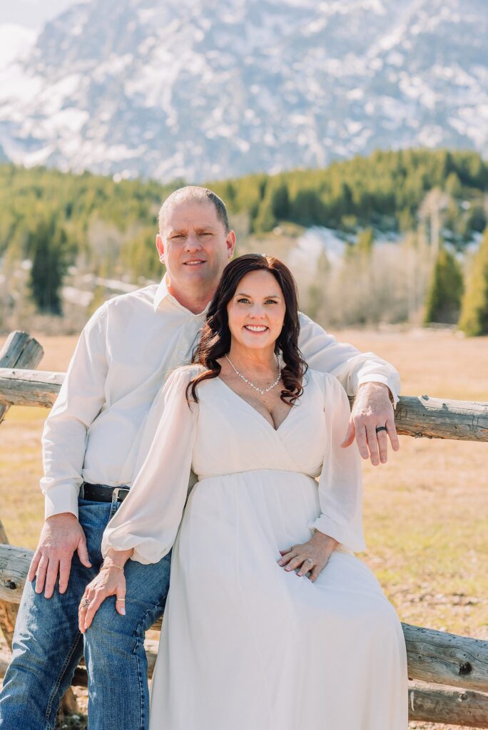 Cottonwood Creek buckrail fence couple photos Taggart Lake Trailhead mountain wedding portraits Jackson Hole elopement photographer mountain ceremonies Best Jackson Hole wedding photographer for intimate elopements