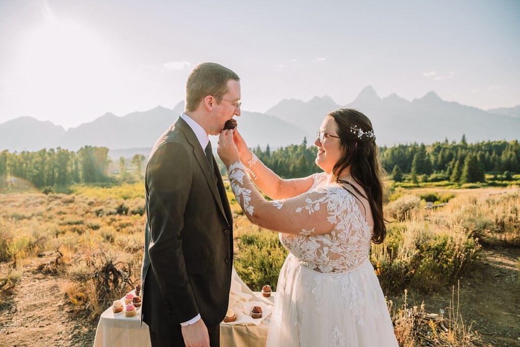 Grand Teton National Park intimate wedding ceremony Blacktail Ponds Overlook elopement photography vegan wedding cupcakes Wyoming baker dispersed ceremony permit Grand Teton wedding
