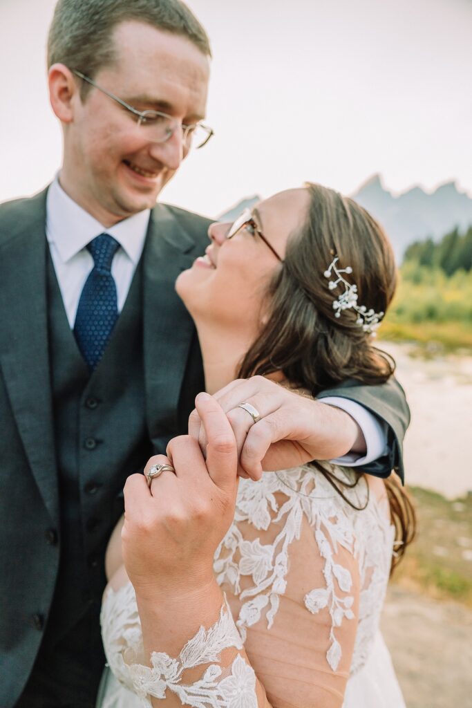Schwabacher Landing sunset wedding photos Grand Teton elopement photography session intimate Jackson Hole wedding photography golden hour Schwabacher Landing couples photos