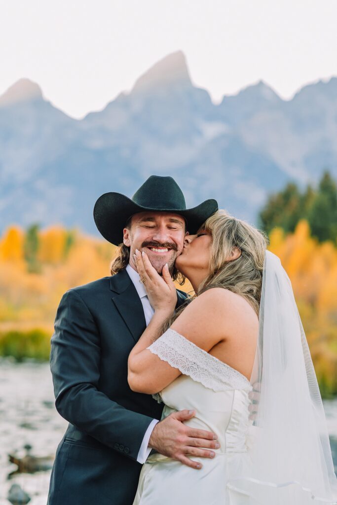 Schwabacher Landing fall colors wedding Grand Teton National Park micro wedding Grand Teton wedding locations fall colors rustic chapel wedding log cabin ceremony Jackson Hole Wedding Photographers Grand Teton Elopement Photographer Jackson Hole Micro Wedding