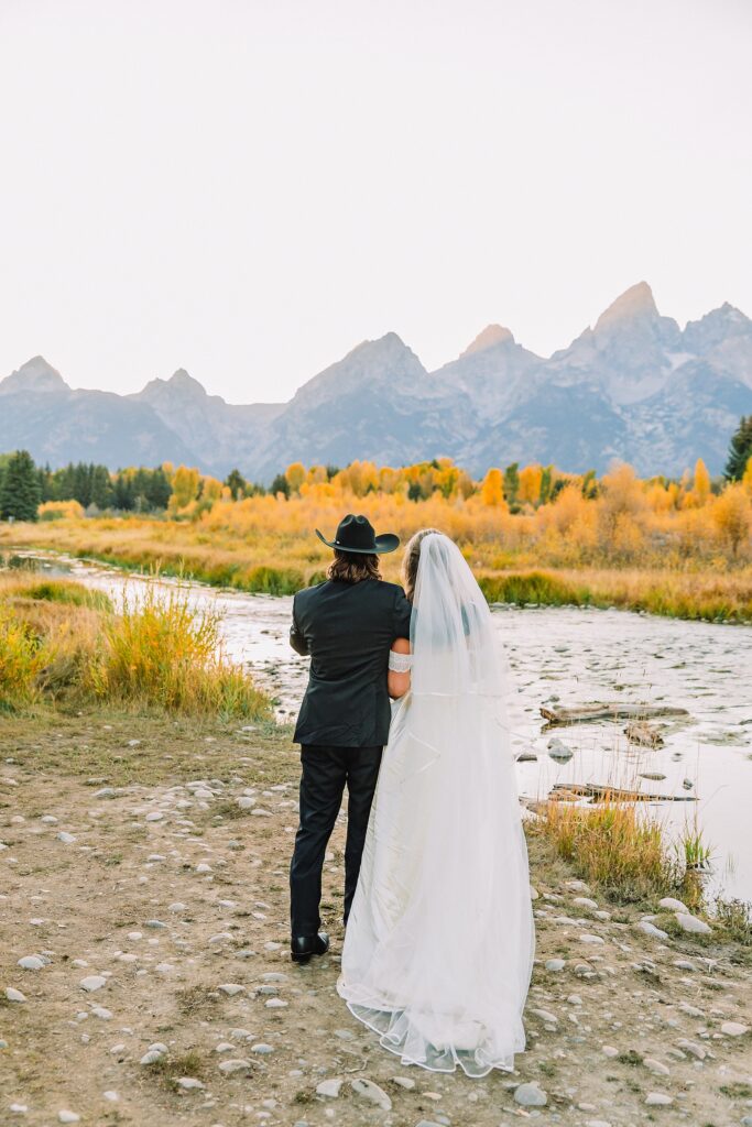 Schwabacher Landing fall colors wedding Grand Teton National Park micro wedding Grand Teton wedding locations fall colors rustic chapel wedding log cabin ceremony Jackson Hole Wedding Photographers Grand Teton Elopement Photographer Jackson Hole Micro Wedding