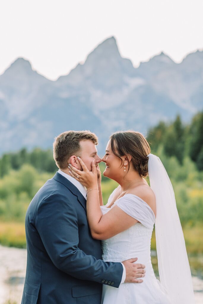 intimate Jackson Hole wedding photography Schwabacher Landing wedding portraits Jackson Hole destination wedding photographer golden hour Schwabacher Landing couples photos Grand Teton elopement photography session