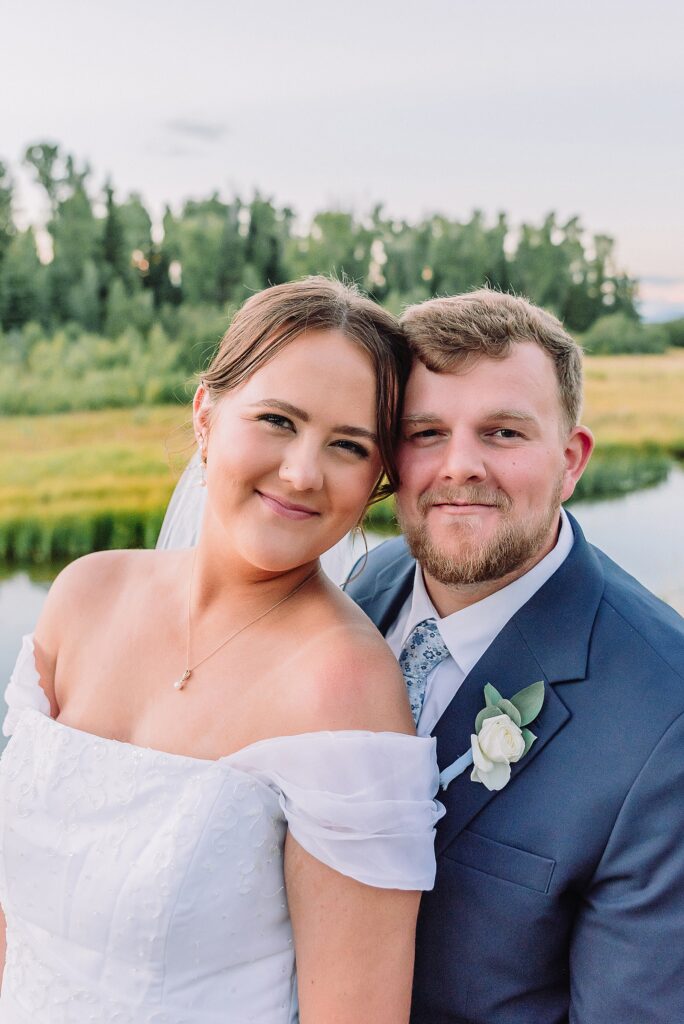 intimate Jackson Hole wedding photography Schwabacher Landing wedding portraits Jackson Hole destination wedding photographer golden hour Schwabacher Landing couples photos Grand Teton elopement photography session