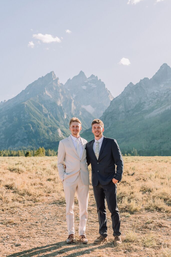 Cathedral View Turnout elopement ceremony Grand Teton National Park bride on horse Grand Teton elopement couple running down road Grand Teton elopement Jackson Hole micro wedding photographer how to get married in grand teton national park western wedding at Cathedral View Turnout horses in western wedding jackson hole