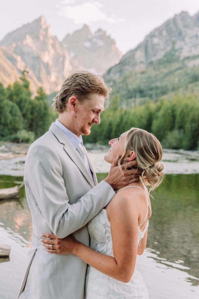 String Lake sunset elopement photos golden hour Jackson Hole Elopement Photography elope in jackson hole summer elopement jackson hole wedding photography wyoming wedding photographer in destination wedding Grand Teton National Park Elopement Photographer