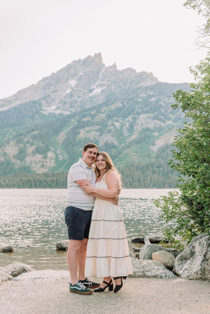 Jackson Hole Engagement Photographer grand teton national park proposal photography lakeside engagement portraits Jackson Hole surprise proposal photographer Grand Tetons Jenny Lake couple photos summer romantic Jackson Hole engagement session