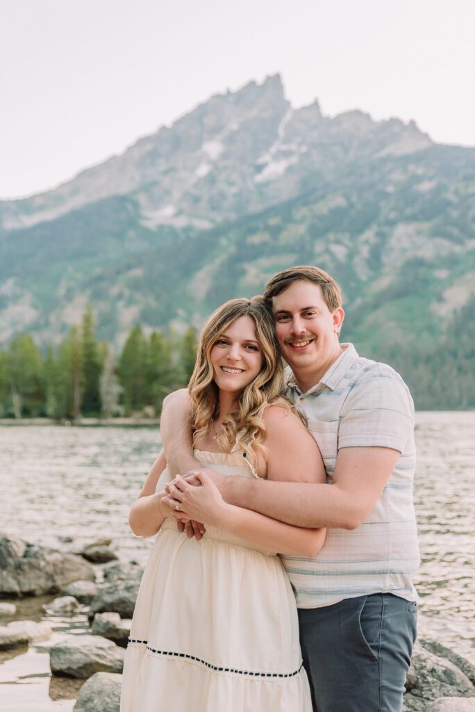 Jackson Hole Engagement Photographer grand teton national park proposal photography lakeside engagement portraits Jackson Hole surprise proposal photographer Grand Tetons Jenny Lake couple photos summer romantic Jackson Hole engagement session