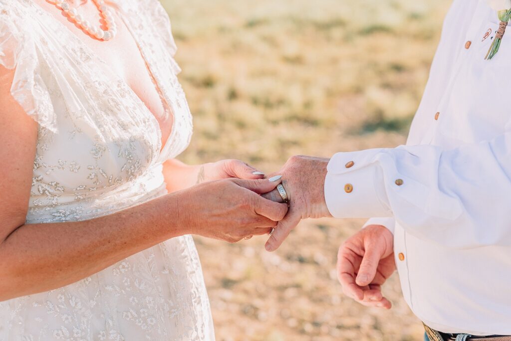 Jackson Hole vow renewal at Cathedral View Turnout intimate mountain vow renewal ceremony Wyoming 10 year anniversary vow renewal Grand Tetons beaded wedding dress mountain vow renewal Cathedral View Turnout vow renewal photographer Grand Teton National Park intimate wedding ceremony