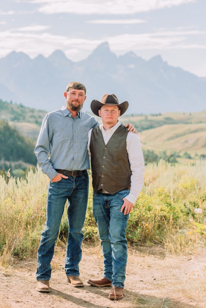 Bridger Teton National Forest outdoor wedding ceremony custom cowboy hat wedding surprise groom gift The Wedding Tree ceremony photos Wyoming champagne toast Grand Teton wedding celebration Jackson Hole Wedding Photographer