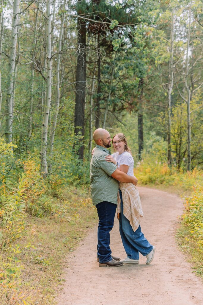 Mesa Falls Idaho proposal photography Upper Mesa Falls engagement photos boardwalk Idaho waterfall proposal photographer Mesa Falls rainbow proposal pictures summer proposal photos Idaho waterfalls