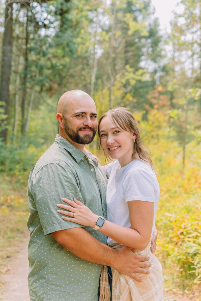 Mesa Falls Idaho proposal photography Upper Mesa Falls engagement photos boardwalk summer proposal photos Idaho waterfalls nature trail engagement photography Mesa Falls