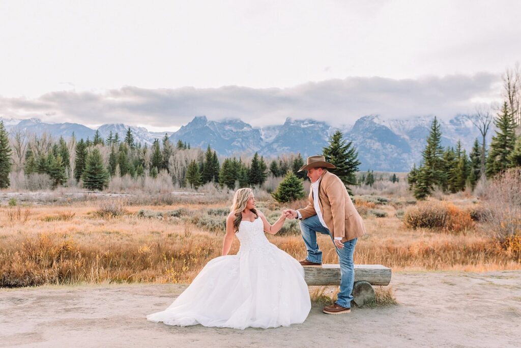 Schwabacher Landing elopement reflection photos elopement ceremony Jackson Hole