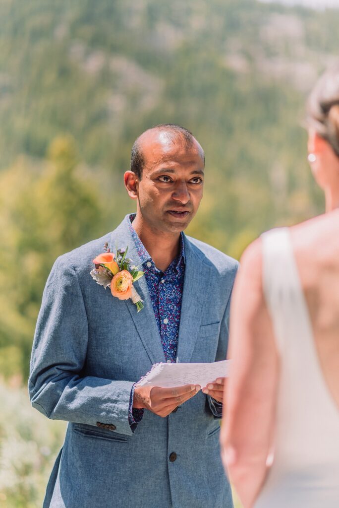 intimate Jackson Hole wedding photography The Wedding Tree ceremony photos Wyoming Wyoming mountain elopement at Wedding Tree June wildflower wedding ceremony Grand Tetons Wedding Tree elopement photographer Grand Teton National Park wildflower bouquet mountain wedding photography