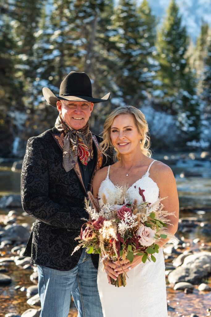 Grand Teton National Park wedding photography October Jenny Lake elopement photos with snow Jackson Hole Wedding Photos Lakeside wedding portraits in late Fall