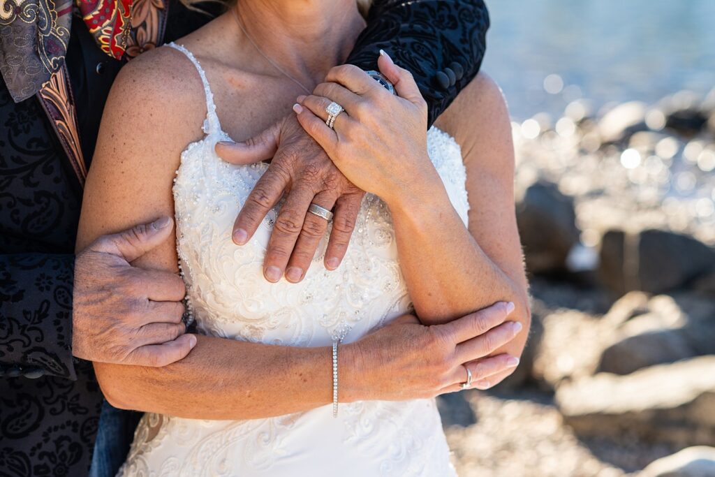 Grand Teton National Park wedding photography October Jenny Lake elopement photos with snow Jackson Hole Wedding Photos Lakeside wedding portraits in late Fall