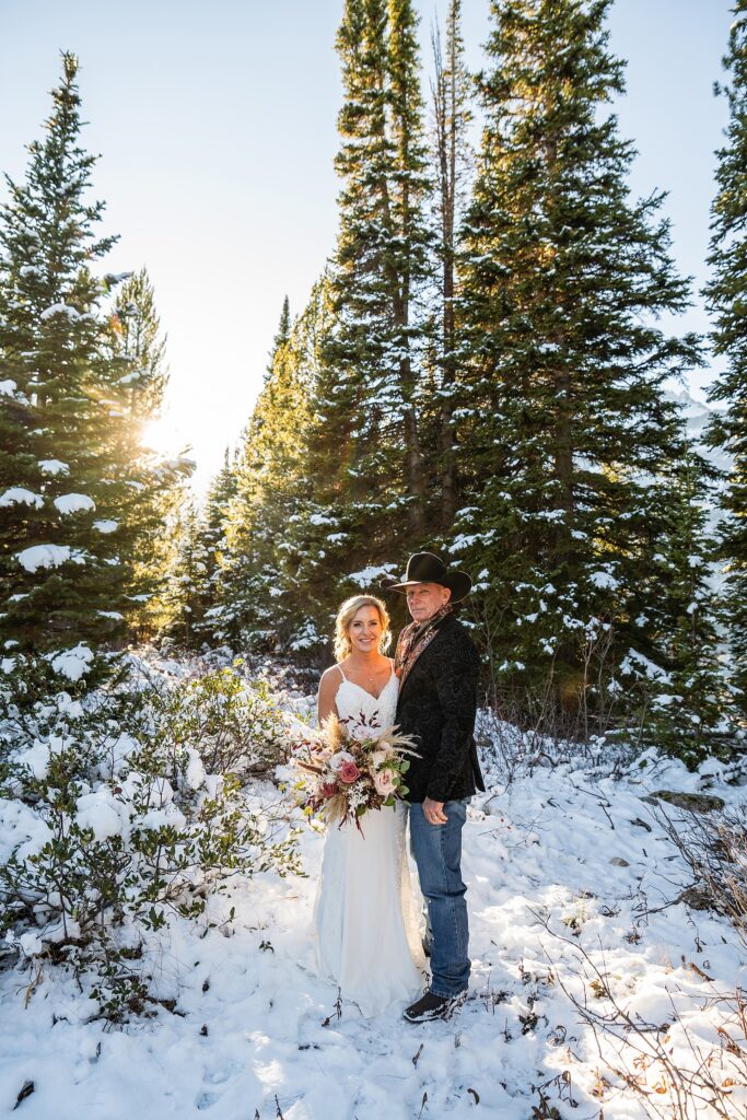 Grand Teton National Park wedding photography October Jenny Lake elopement photos with snow Jackson Hole Wedding Photos Lakeside wedding portraits in late Fall