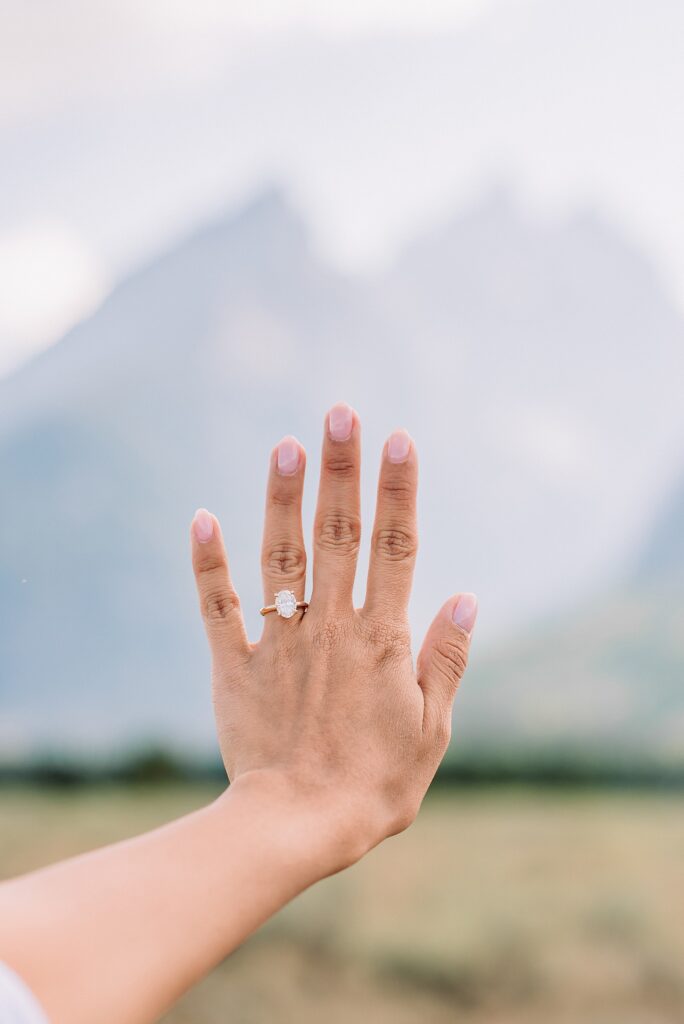 Engagements in the Tetons cathedral view turnout engagement session grand teton national park proposal photography august proposal grand teton wyoming intimate mountain proposal photography
