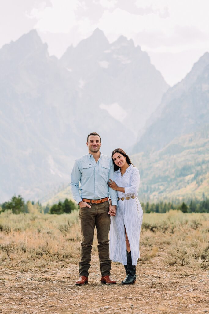 Engagements in the Tetons cathedral view turnout engagement session grand teton national park proposal photography august proposal grand teton wyoming intimate mountain proposal photography