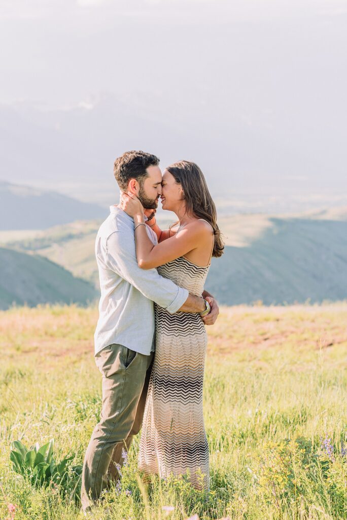 summer mountain proposal Jackson Hole Jackson Hole surprise proposal ideas Teton mountain range engagement pictures snow king mountain proposal photography