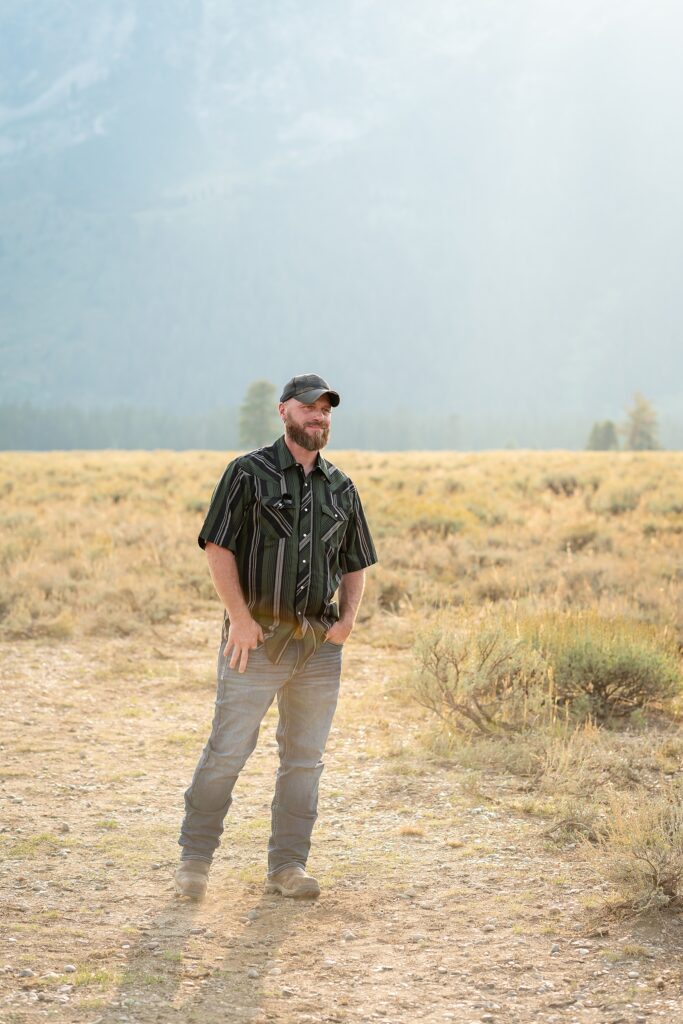 intimate family elopement Teton National Park bride first look with dad mountain backdrop