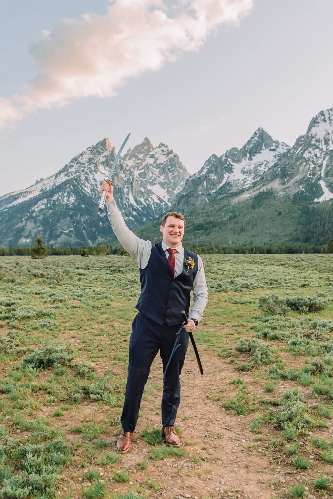 Cathedral View Turnout couple photos Grand Tetons candid elopement photography Teton Range backdrop playful elopement photos Grand Teton National Park intimate couple portraits Jackson Hole Wyoming outdoor wedding ceremony mountain backdrop photography