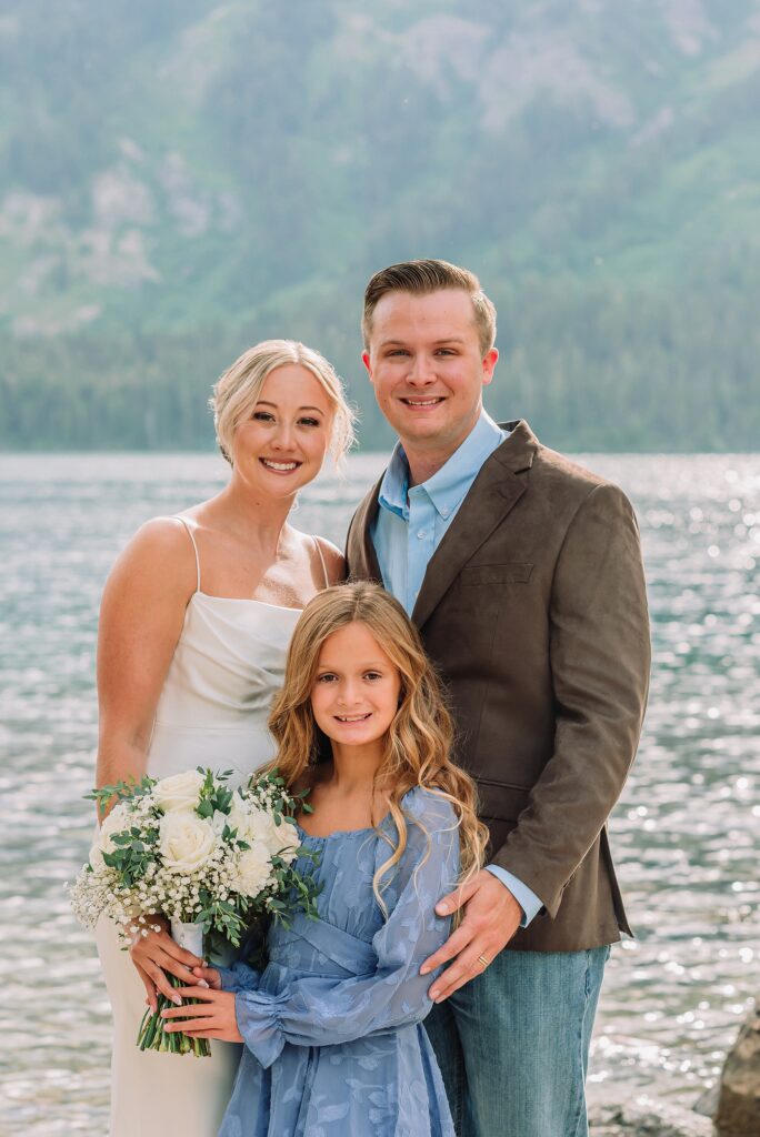 Jenny Lake elopement photos with family Jenny Lake stone staircase wedding photos Grand Teton National Park intimate wedding photography Jackson Hole elopement photographer for families Tetons Elopement Photographer