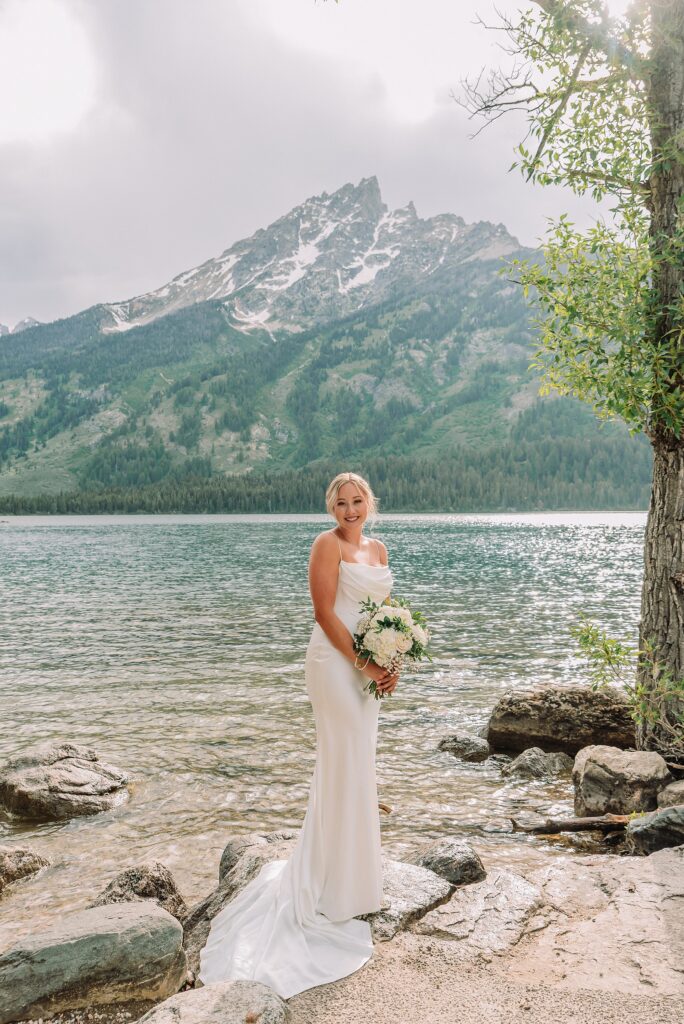 Jenny Lake elopement photos with family Jenny Lake stone staircase wedding photos Grand Teton National Park intimate wedding photography Jackson Hole elopement photographer for families Tetons Elopement Photographer