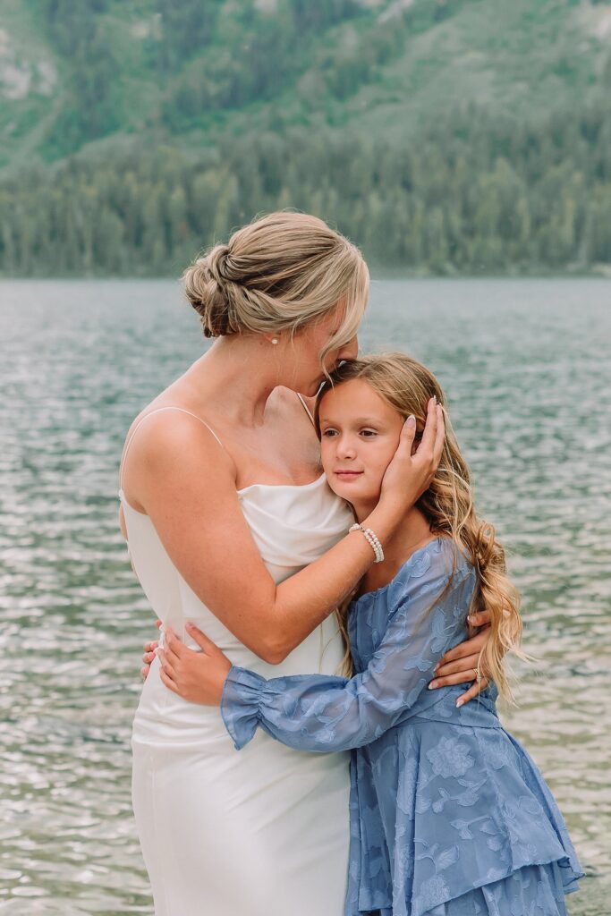 Jenny Lake elopement photos with family Jenny Lake stone staircase wedding photos Grand Teton National Park intimate wedding photography Jackson Hole elopement photographer for families Tetons Elopement Photographer