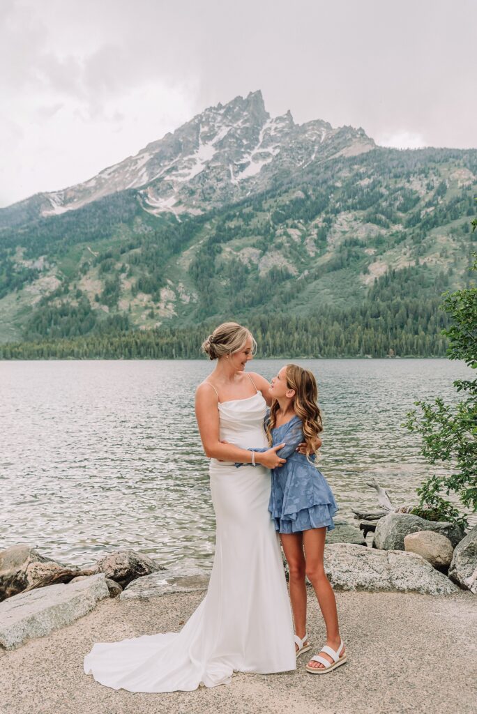 Jenny Lake elopement photos with family Jenny Lake stone staircase wedding photos Grand Teton National Park intimate wedding photography Jackson Hole elopement photographer for families Tetons Elopement Photographer