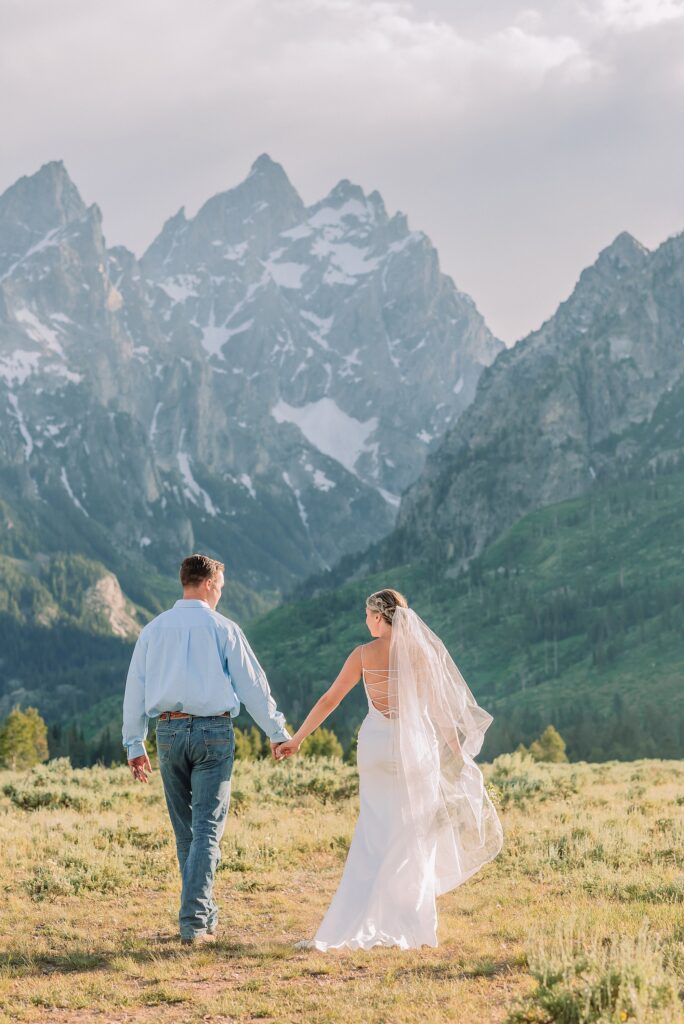 Jackson Hole Wedding Photography Cathedral Group Turnout couple portraits Jackson Hole elopement photographer for families Wyoming mountain elopement with children Summer Grand Teton elopement pictures