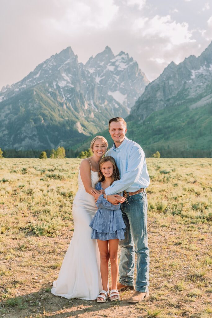 Jackson Hole Wedding Photography Cathedral Group Turnout couple portraits Jackson Hole elopement photographer for families Wyoming mountain elopement with children Summer Grand Teton elopement pictures