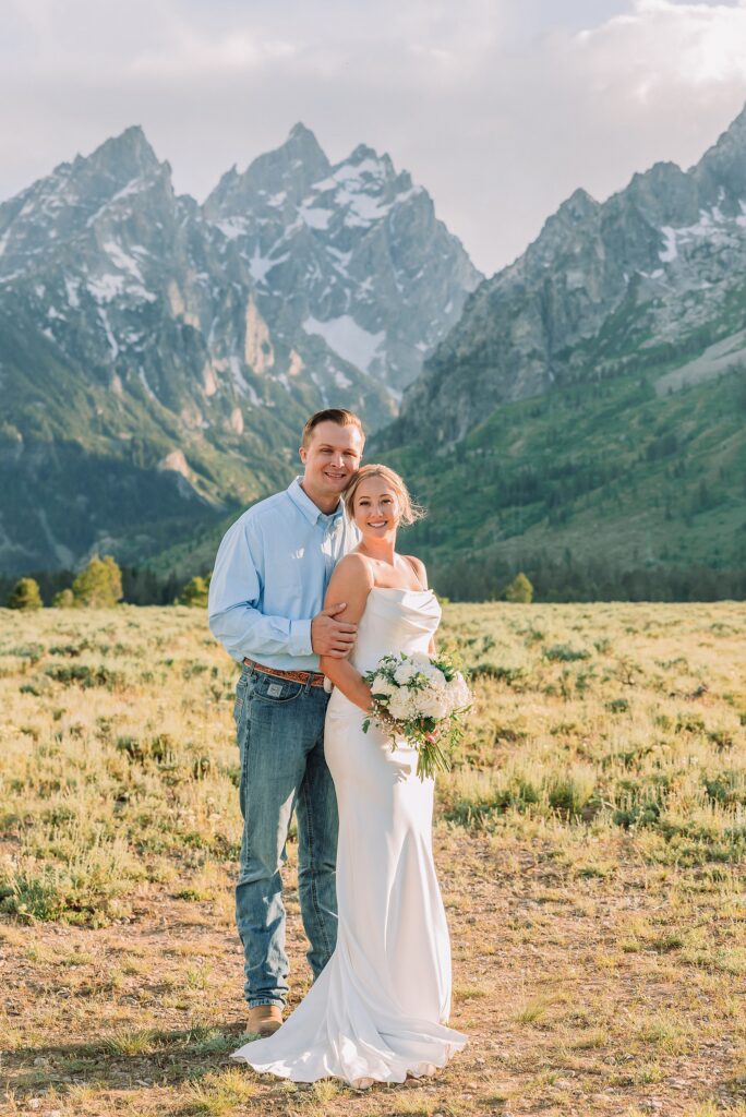 Jackson Hole Wedding Photography Cathedral Group Turnout couple portraits Jackson Hole elopement photographer for families Wyoming mountain elopement with children Summer Grand Teton elopement pictures