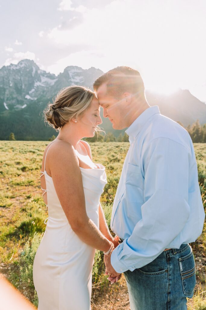 Jackson Hole Wedding Photography Cathedral Group Turnout couple portraits Jackson Hole elopement photographer for families Wyoming mountain elopement with children Summer Grand Teton elopement pictures