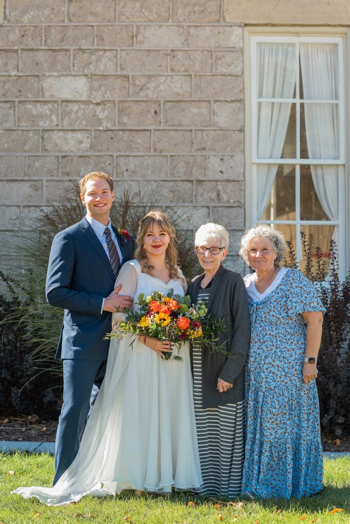 backyard elopement to wedding celebration handmade wedding arch ceremony photography Utah Wedding Photographer small town Utah wedding celebration