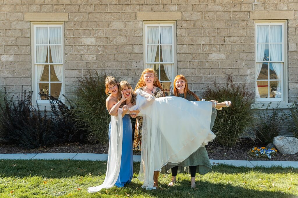 backyard elopement to wedding celebration handmade wedding arch ceremony photography Utah Wedding Photographer small town Utah wedding celebration