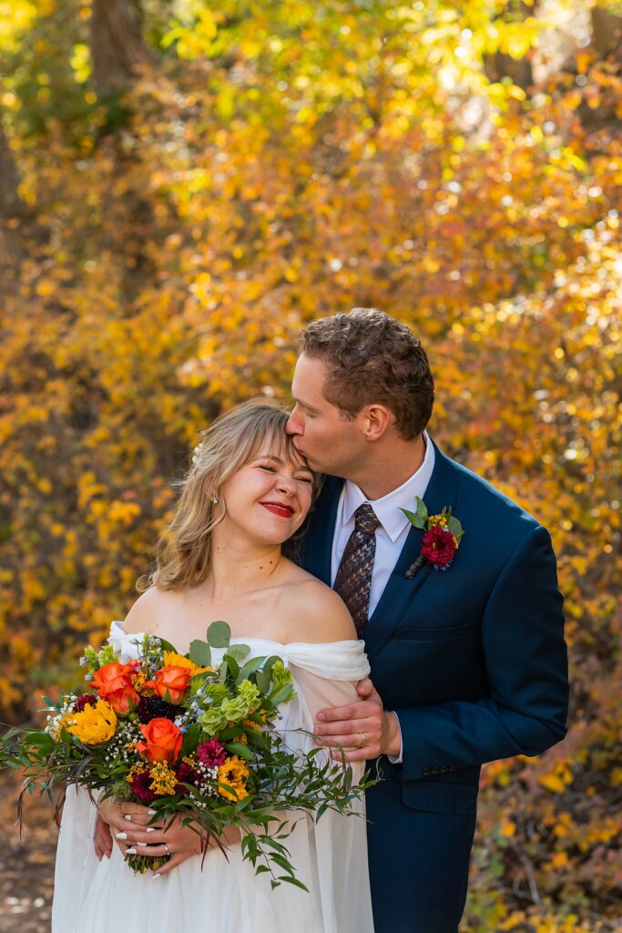 vintage wedding dress fall photography Utah autumn wedding couple portraits Utah fall foliage wedding couple portraits Southern Utah Wedding Photographer Fall Wedding Photography Utah Salt Lake Wedding Photographer