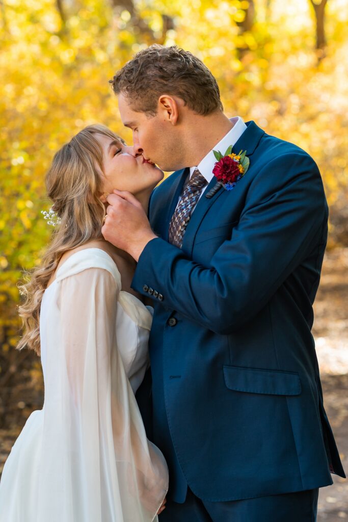 vintage wedding dress fall photography Utah autumn wedding couple portraits Utah fall foliage wedding couple portraits Southern Utah Wedding Photographer Fall Wedding Photography Utah Salt Lake Wedding Photographer
