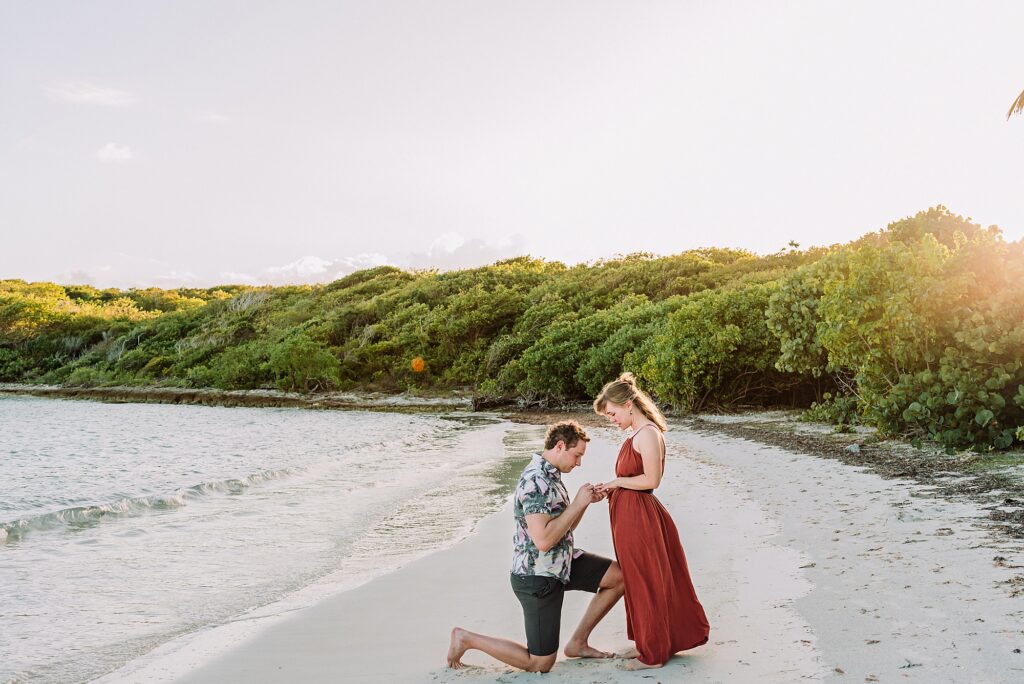 Vieques beach proposal photographer Puerto Rico Media Luna beach engagement photos Vieques surprise proposal photography Puerto Rico beaches birthday proposal ideas Vieques island